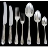 A suite of George III Old English pattern silver flatware, London