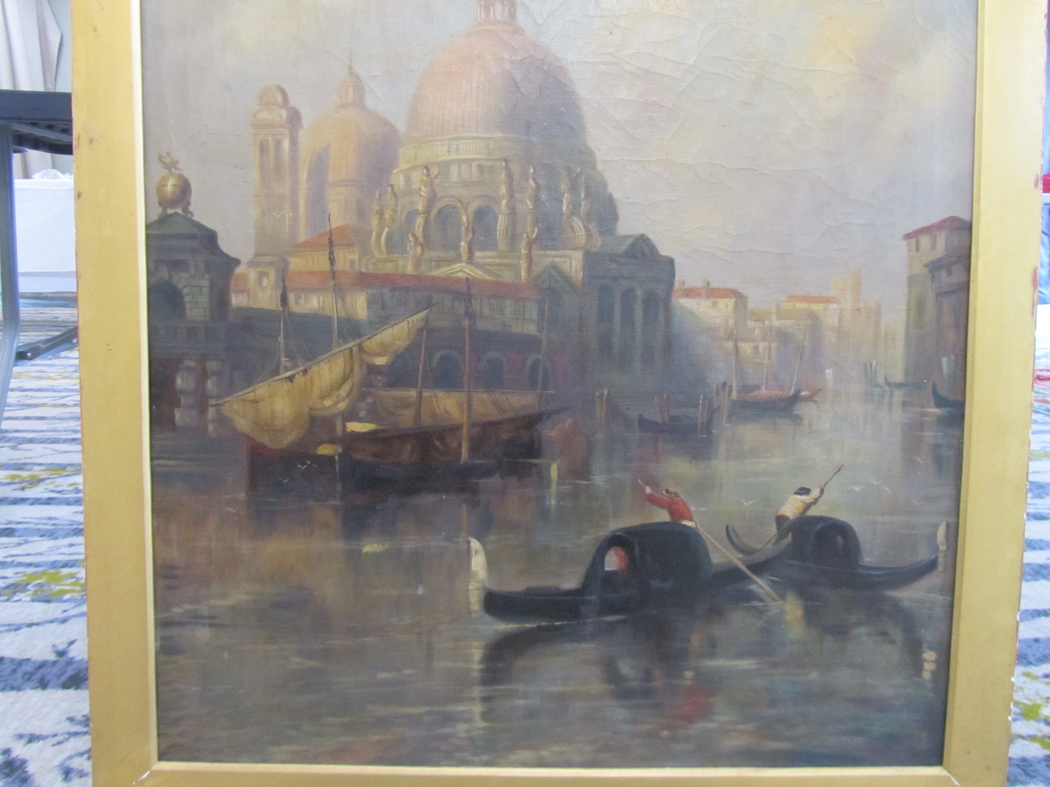 Venetian School, 19th century 'Gondola's on the canal' oil on canvas - Image 7 of 18