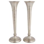 A pair of silver spill vases