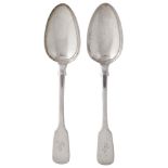 A pair of Victorian silver serving spoons, hallmarked London 1852