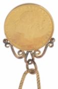 A Victorian 1884 sovereign coin pendant on chain