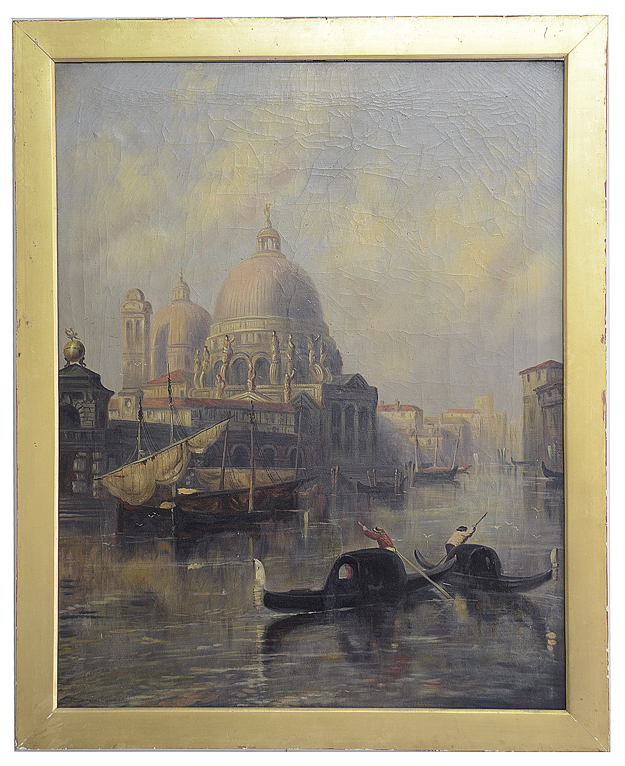 Venetian School, 19th century 'Gondola's on the canal' oil on canvas - Image 2 of 18