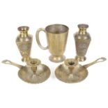 A collection of brass Cairo ware, early 20th century