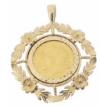 A George IV 1912 fine gold sovereign pendant