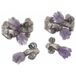 William Spratling Mexican silver and amethyst bangles; brooches