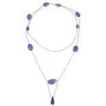 An Edwardian Arts & Crafts lapis lazuli long chain necklace