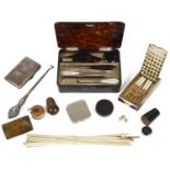 A varied collection of treen, compacts and manicure sets