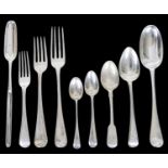 A harlequin suite of Georgian and later silver flatware