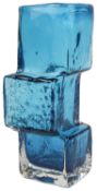 A Whitefriars Kingfisher Blue Drunken Bricklayer glass vase, 20th century