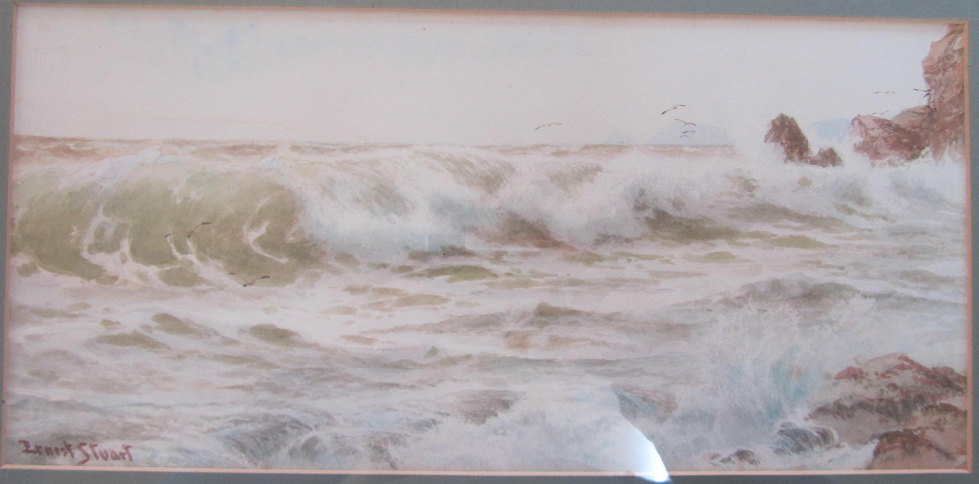 Ernest Stuart (1889-1915) 'Breaking Waves', watercolour - Image 2 of 4