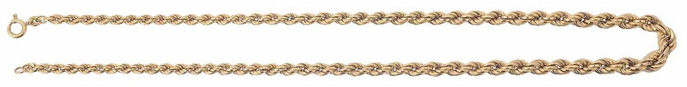 A 9ct gold graduated rope twist chain