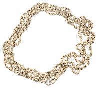 An attractive Victorian fancy link yellow metal long guard chain