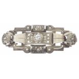 An attractive Continental Art Deco diamond set panel brooch