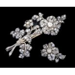 A large Georgian diamond set floral spray brooch