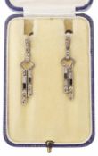 A pair of Art Deco paste and marcasite drop earrings