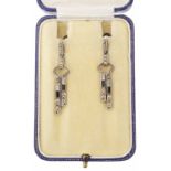 A pair of Art Deco paste and marcasite drop earrings