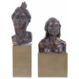 Tom Merrifield (Australian, b.1932) Two bronze busts of R Nureyev & Margot Fontaine