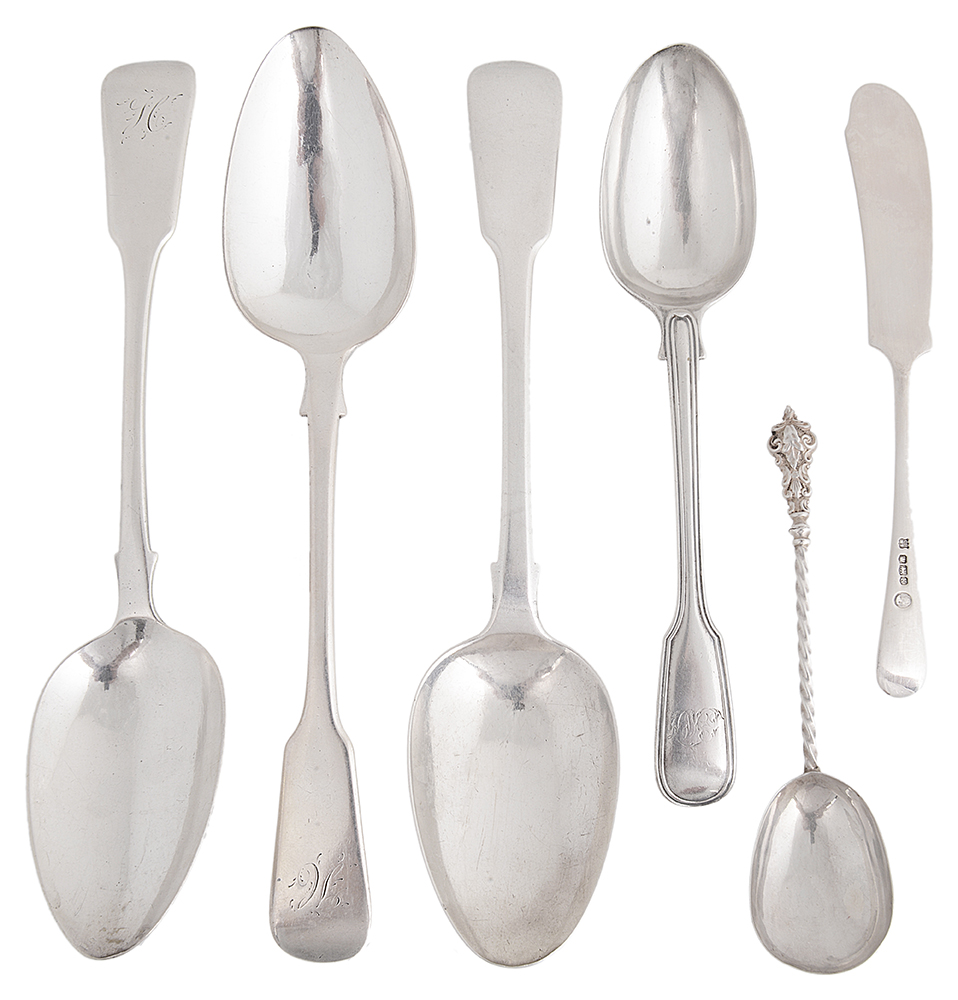 A collection of Georgian and later silver flatware