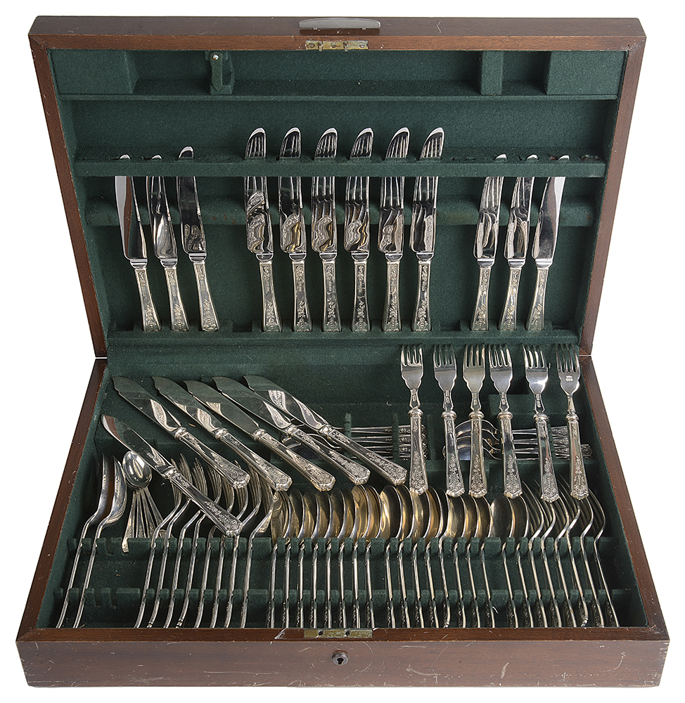 A cased suite of silver flatware, Sheffield 1963/1964/1965/1966/1967