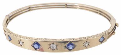 A Victorian sapphire and diamond set bangle