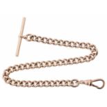 A 9ct rose gold short watch Albert chain