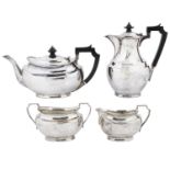 An Edwardian four piece silver tea set, Sheffield 1928/1929/1931