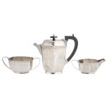 An Art Deco three piece silver coffee service, Sheffield 1931