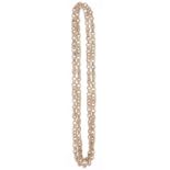 A heavy 9ct gold double link fancy long neck chain,