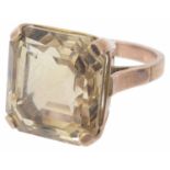 A large square citrine dress ring