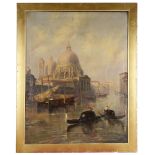 Venetian School, 19th century 'Gondola's on the canal' oil on canvas