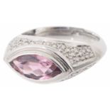 A designer pink tourmaline and diamond set dress ring by Trevor Towner