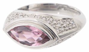 A designer pink tourmaline and diamond set dress ring by Trevor Towner