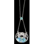 A Charles Horner silver and enamel pendant necklace