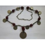 MIDDLE EASTERN STYLE NECKLACE WITH CHERRY AMBER COLOURED BEADS