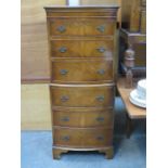 REPRODUCTION BOW FRONTED CHEST OF SIX DRAWERS
