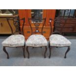 SET OF THREE MAHOGANY PIERCEWORK STYLE SALON CHAIRS