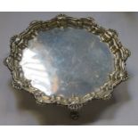 SMALL HALLMARKED SILVER SALVER ON RAISED SUPPORTS