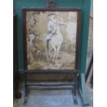 VICTORIAN EXTENDING TAPESTRY FIRESCREEN IN CARVED FRAME
