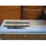 PARCEL OF VARIOUS POOL CUES