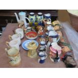 LARGE QUANTITY OF SUNDRY CERAMICS INCLUDING BOSONS HEADS, POOLE DISH, BESWICK, ETC.