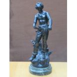 FRENCH BRONZE FIGURE ON MARBLE BASE 'FAUCHEUR',