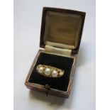 22ct GOLD DRESS RING SET WITH THREE PEARL TYPE STONES