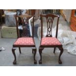 PAIR OF MAHOGANY DINING CHAIRS ON BALL AND CLAW SUPPORTS