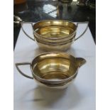 HALLMARKED SILVER SUGAR BOWL AND MATCHING MILK JUG