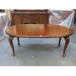 MAHOGANY OVAL EXTENDING DINING TABLE WITH ONE LEAF