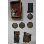 MIXED LOT OF VARIOUS MILITARY MEDALS AND BADGES INCLUDING FIRST WORLD WAR PAIR