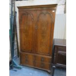 REPRODUCTION MAHOGANY WARDROBE FITTED WITH TWO DRAWERS BELOW