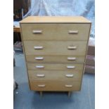 LIGHT OAK SIX DRAWER BEDROOM CHEST