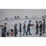 LS LOWRY, PENCIL SIGNED LIMITED EDITION PRINT- MAN HOLDING CHILD,