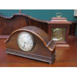 TWO WOODEN CASED MANTEL CLOCKS